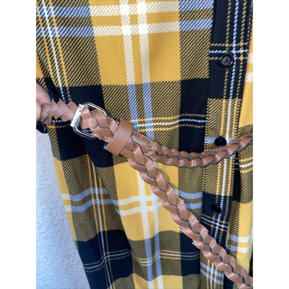 new Justify Women western Plaid shirt dress Button Roll Tab country nashville - Picture 4 of 10